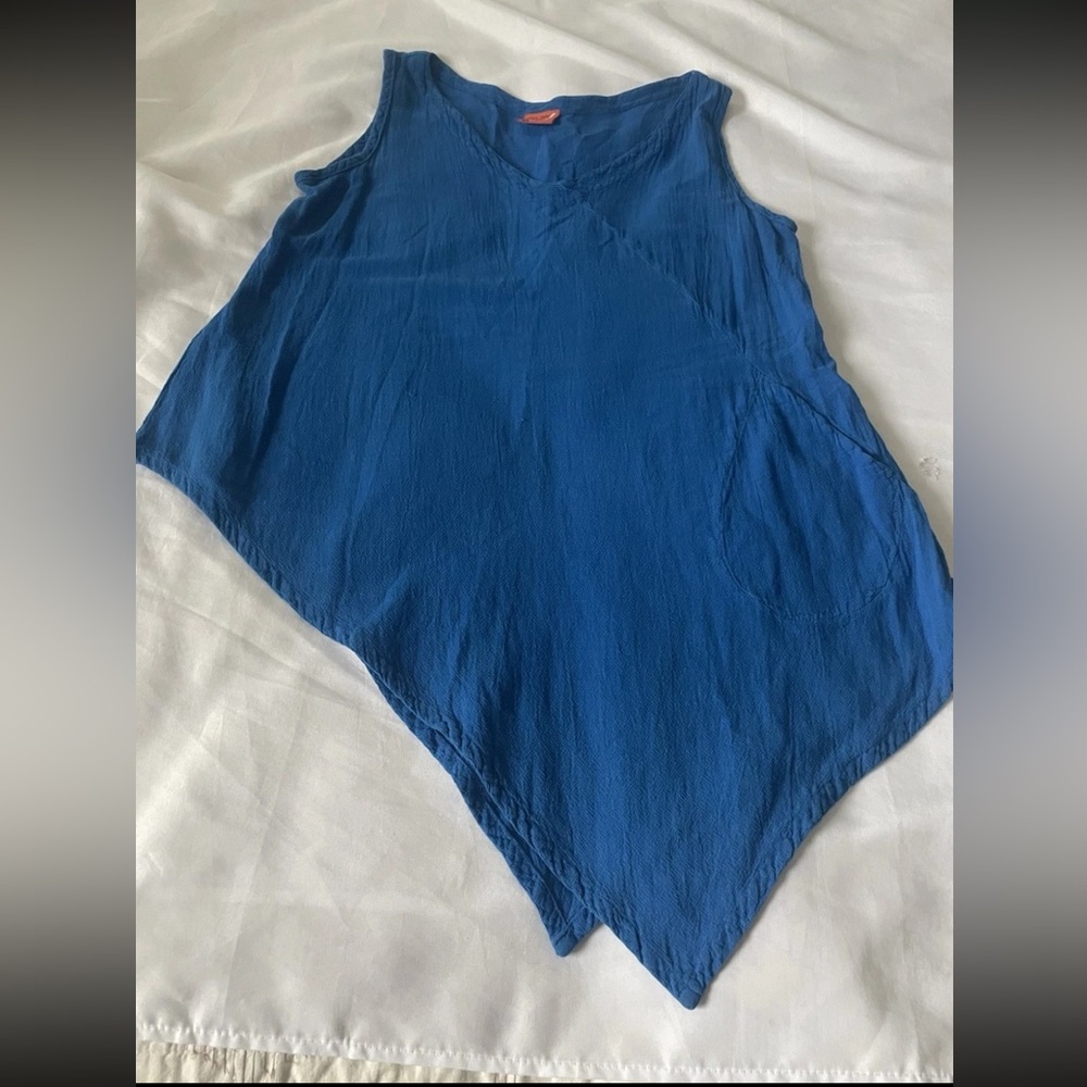 Oh My Gauze size 1 royal blue lightweight tunic asymmetrical comfy cotton
